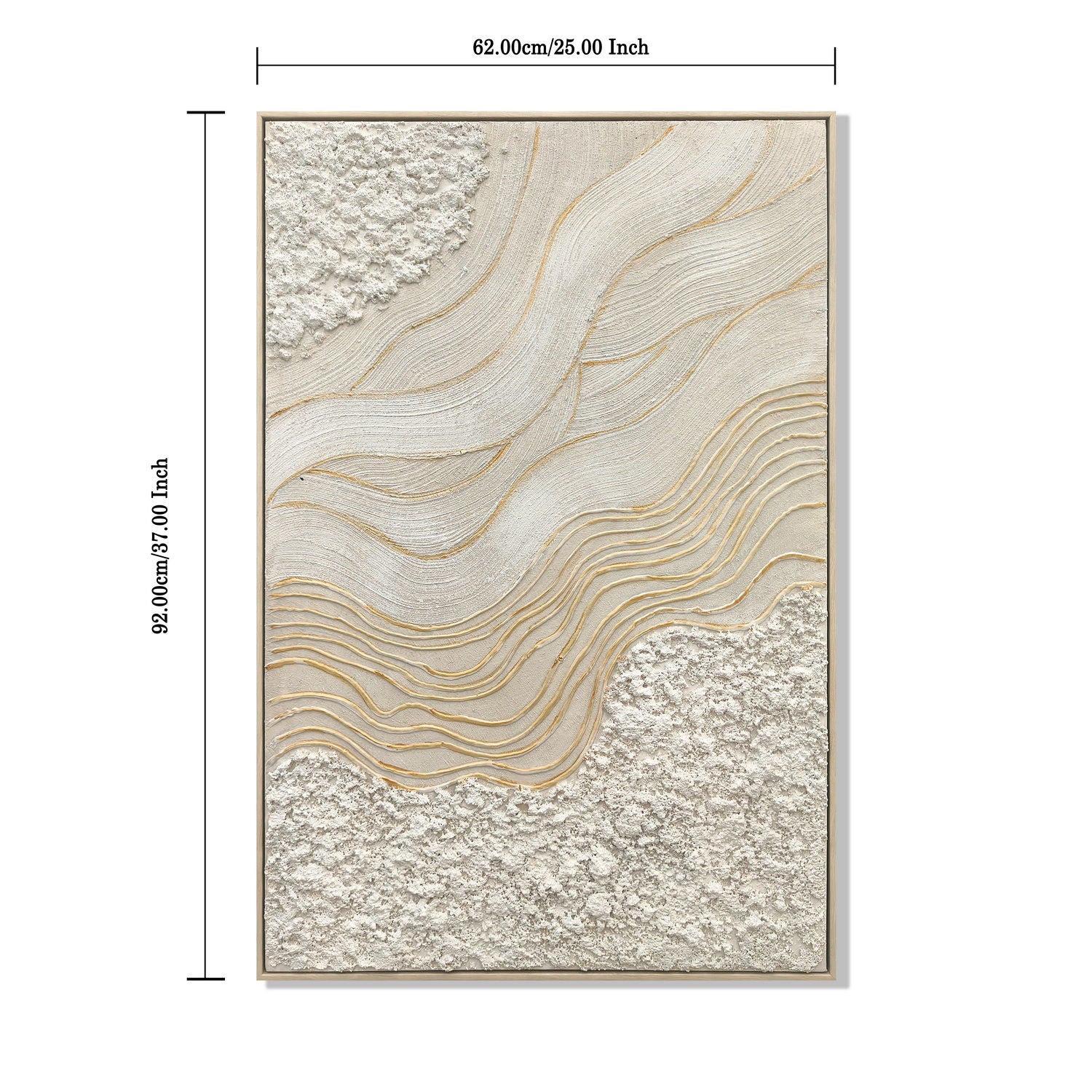 Framed Wall Art, Textured Canvas Painting With Accents, Decor For Living Room (Set of 2) - Antique White