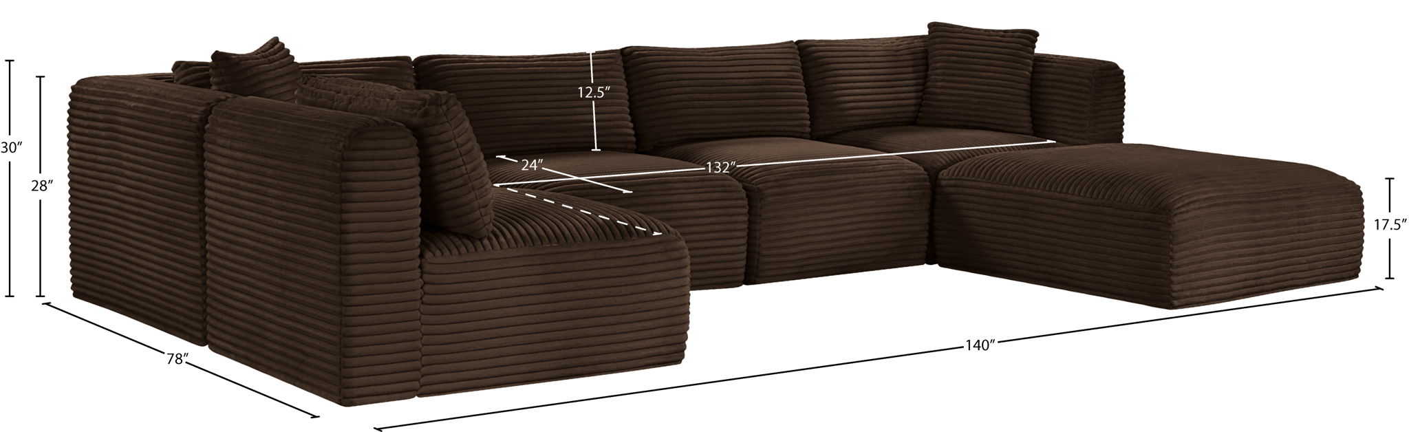 Shaggy - 6 Piece Modular U-Shaped Sectional