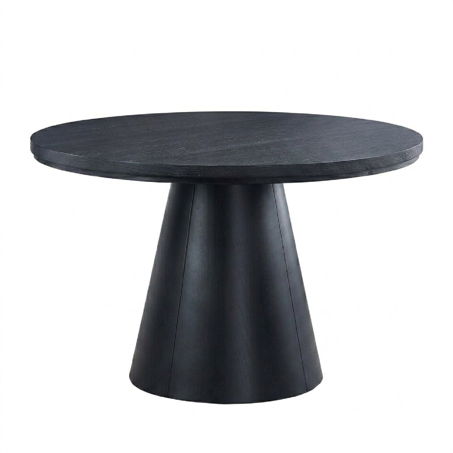 Round Dining Table With Cone Shaped Base - Black