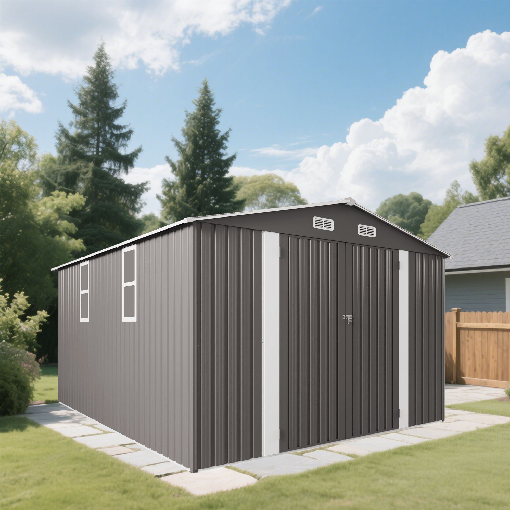 Outdoor Storage Shed With Lockable Doors