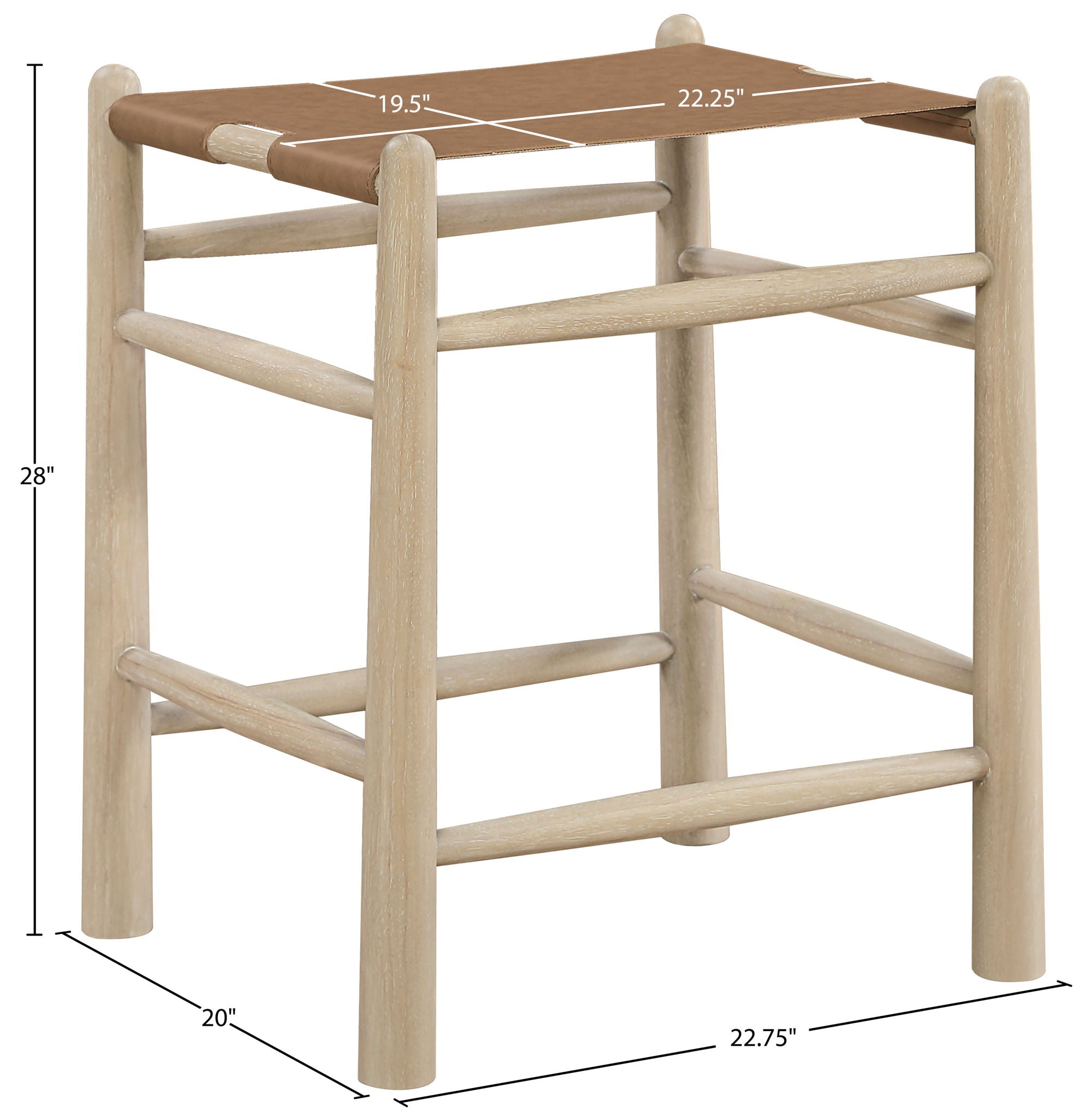 Santos - Backless Counter Stool With Stained Natural Base