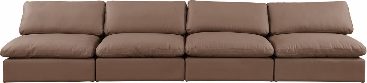 Comfy - Faux Leather Modular Armless Sofa 4 Seats