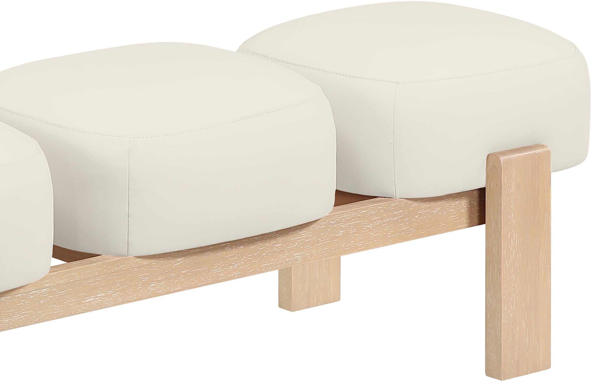 Woodcrest - Vegan Leather Upholstered Bench - Painted Natural Base