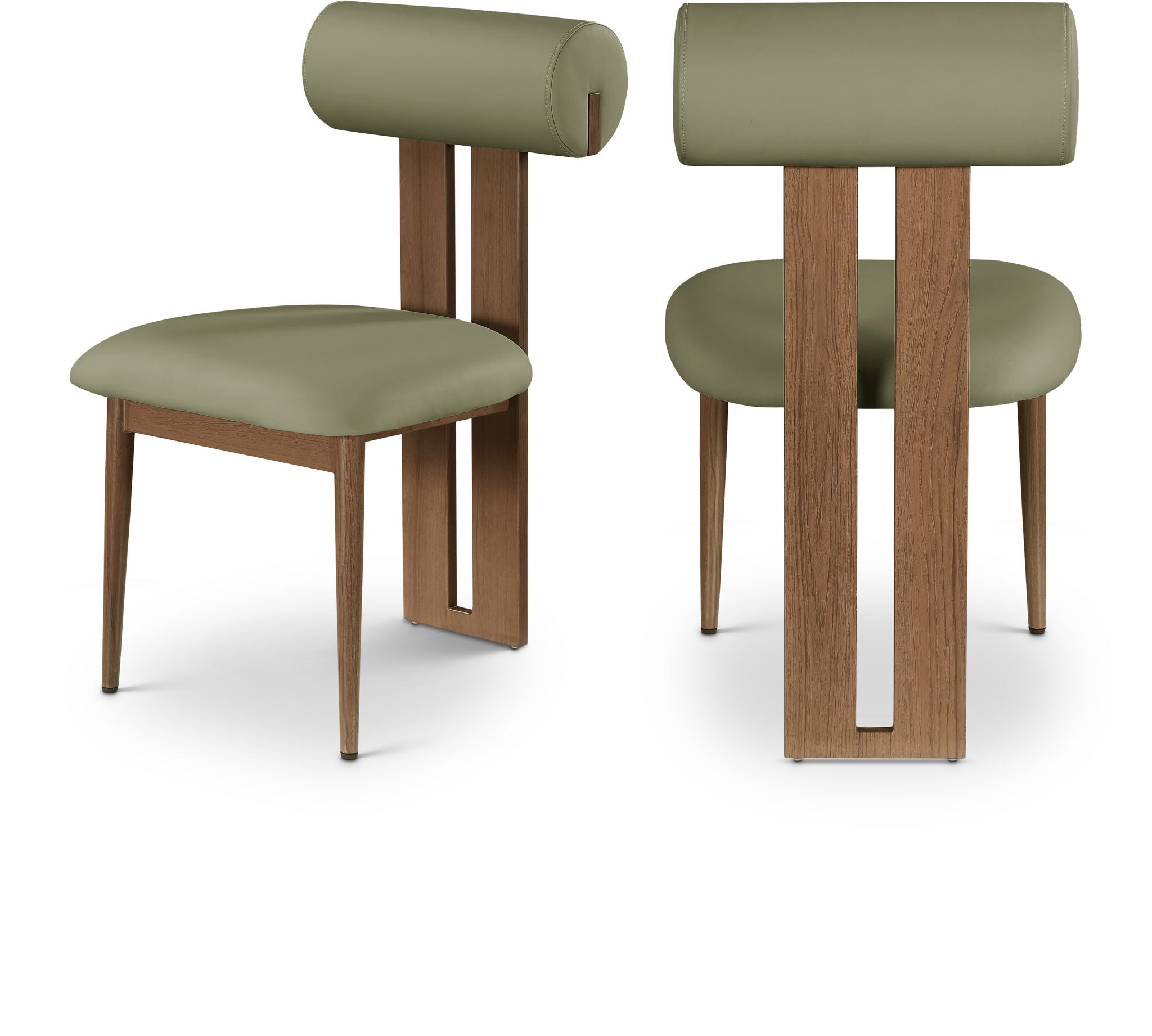 Dario - Faux Leather Dining Chair With Brown Frame (Set of 2)