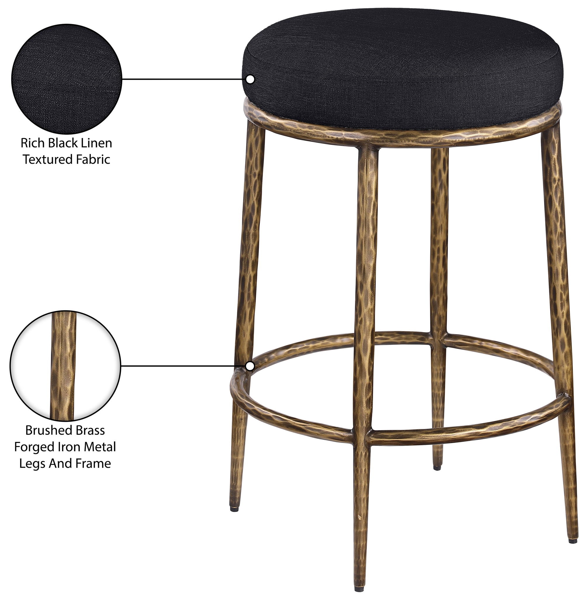 Ferro - Upholstered Backless Counter Stool With Brushed Gold Base