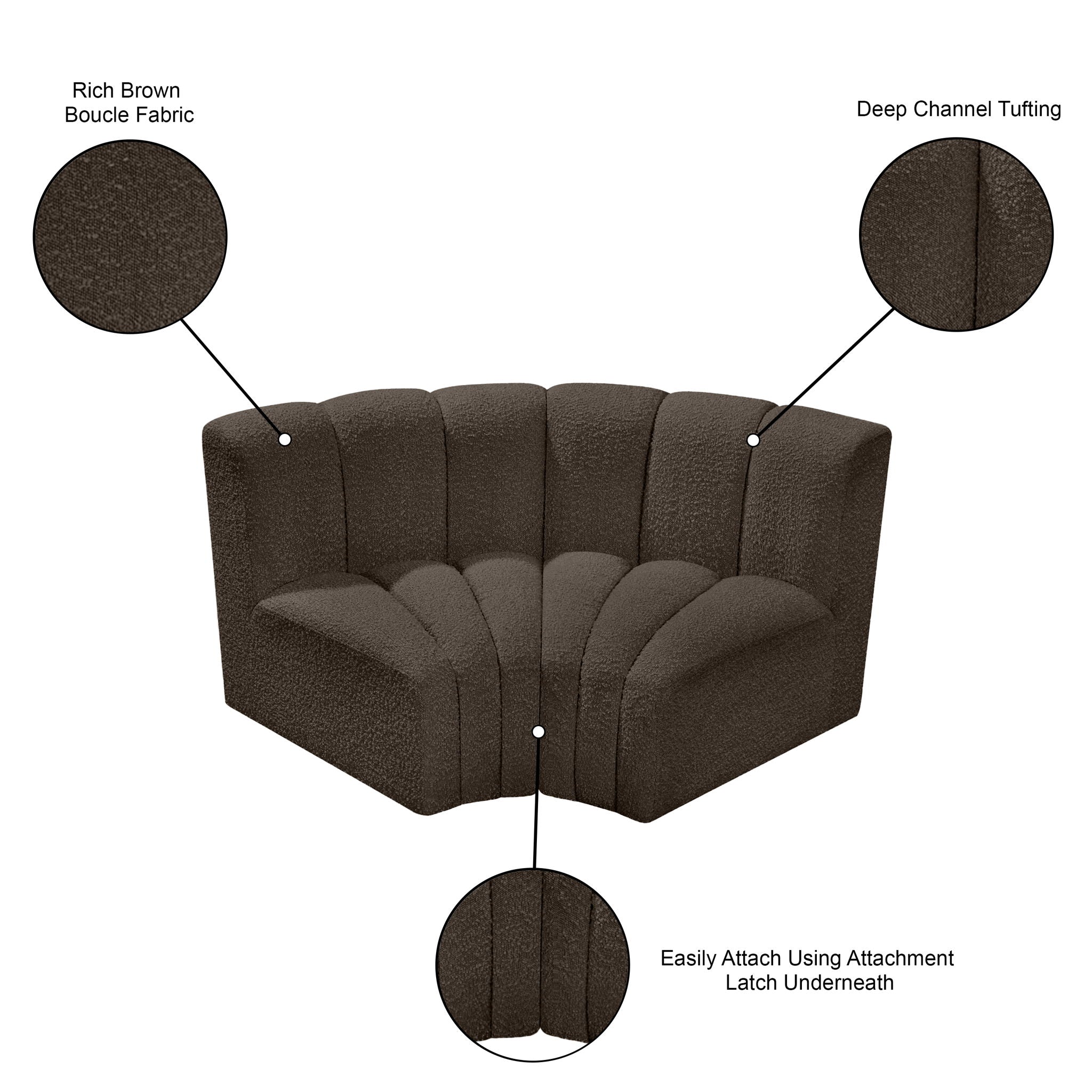 Arc - Boucle Fabric 2 Piece Modular Sofa