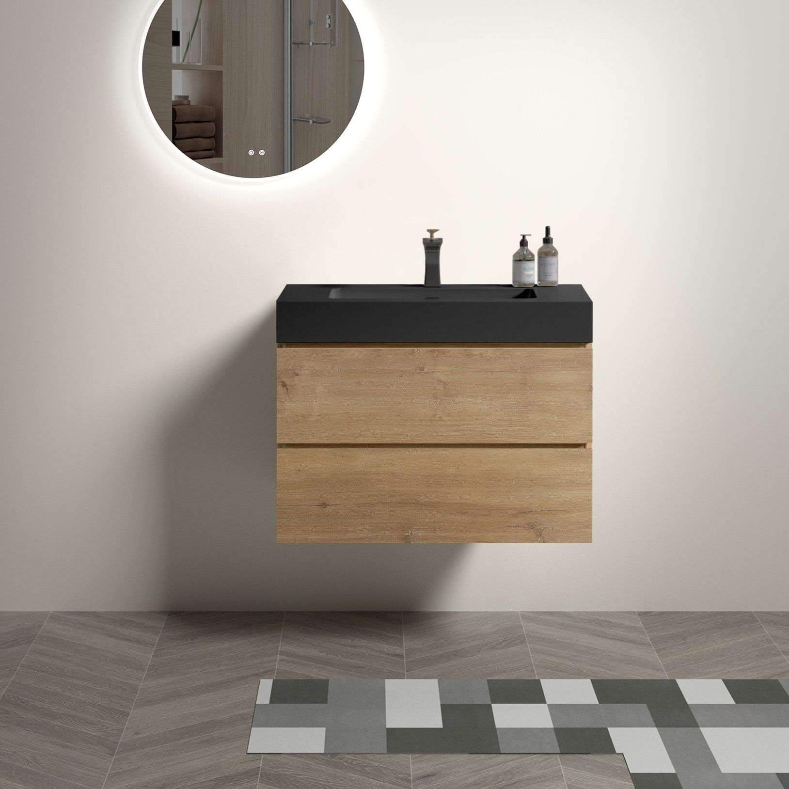 Alice - Bathroom Vanity With Sink, Large Storage, Wall Mounted