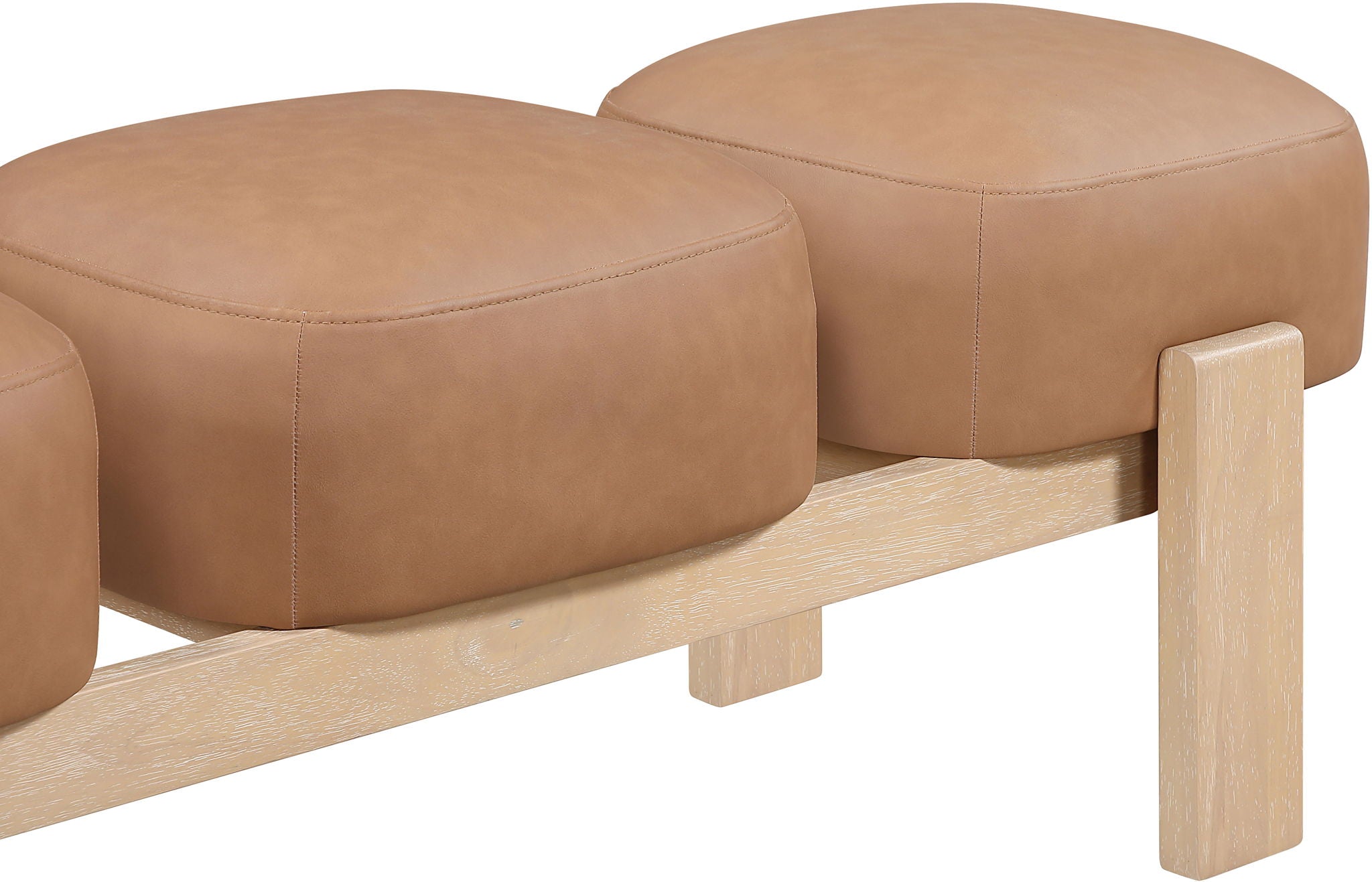 Woodcrest - Vegan Leather Upholstered Bench - Painted Natural Base