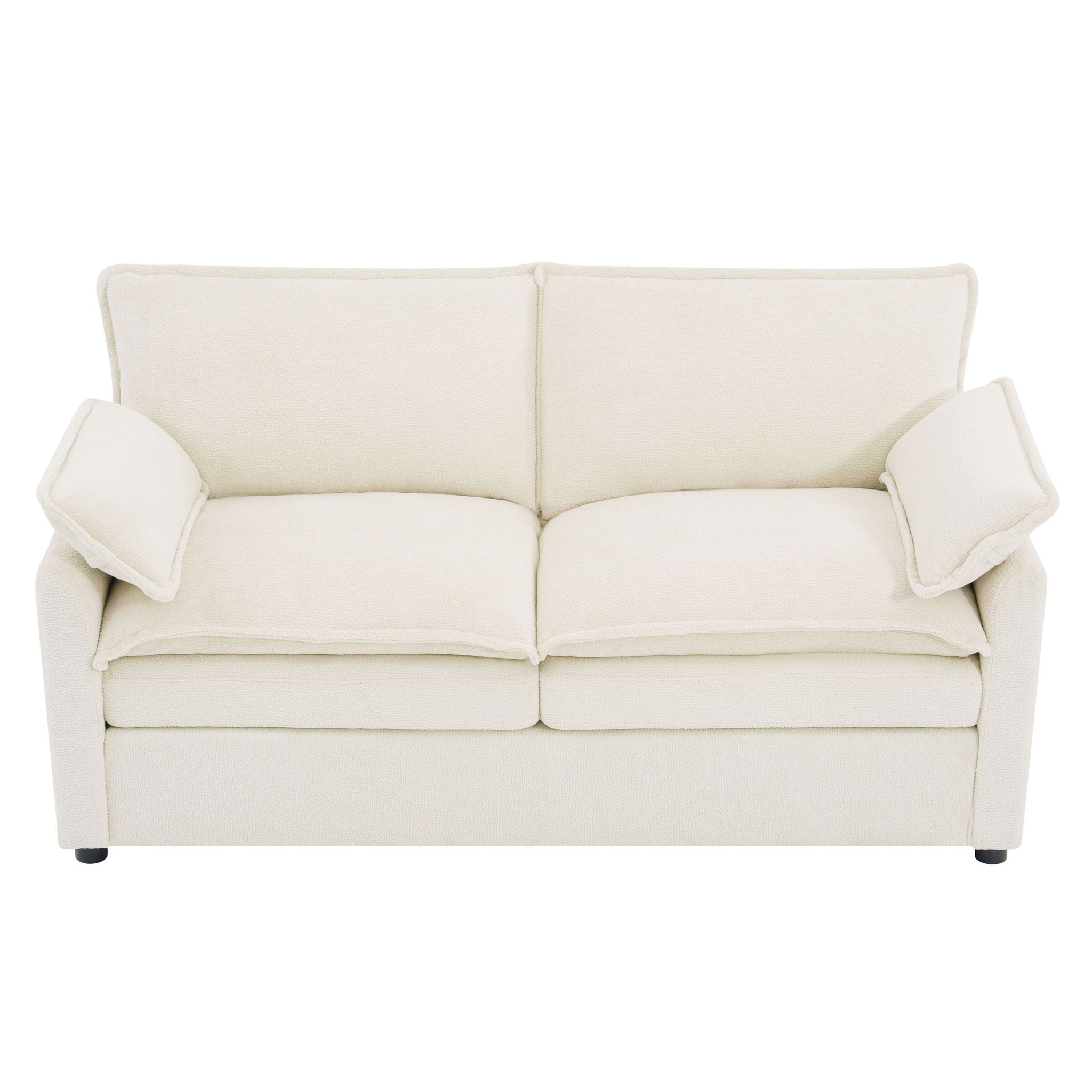 Modern Loveseat Sofa, Upholstered Couch With Side Storage Pockets