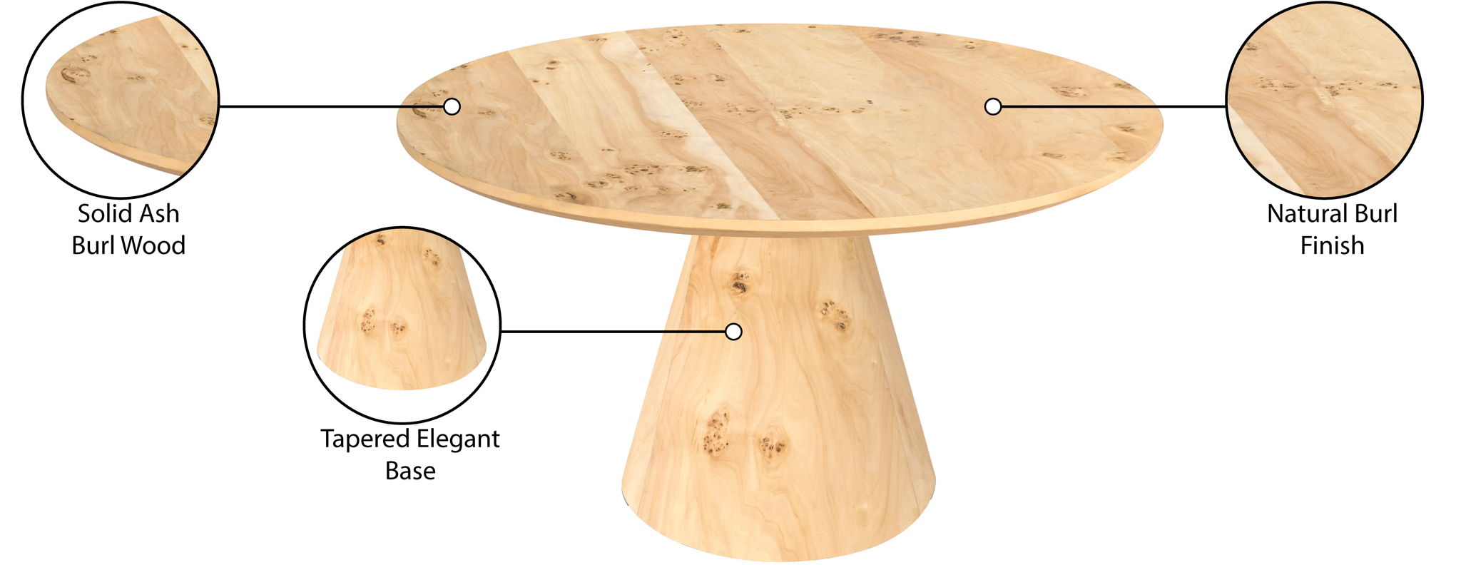 Linette - Dining Table - Burl Wood