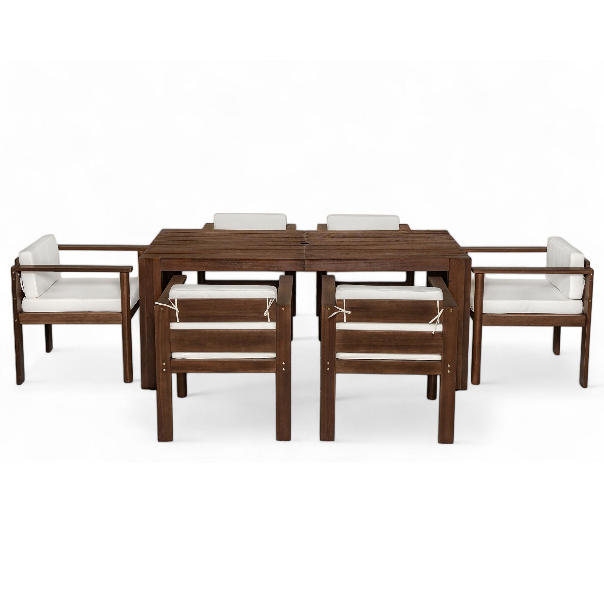 Rustic Patio Dining Set For 6 With Removable Cushions