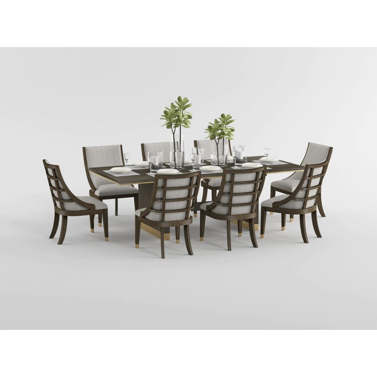 Griffin - Arm Chair (Set of 2) - Light Gray / Dark Brown