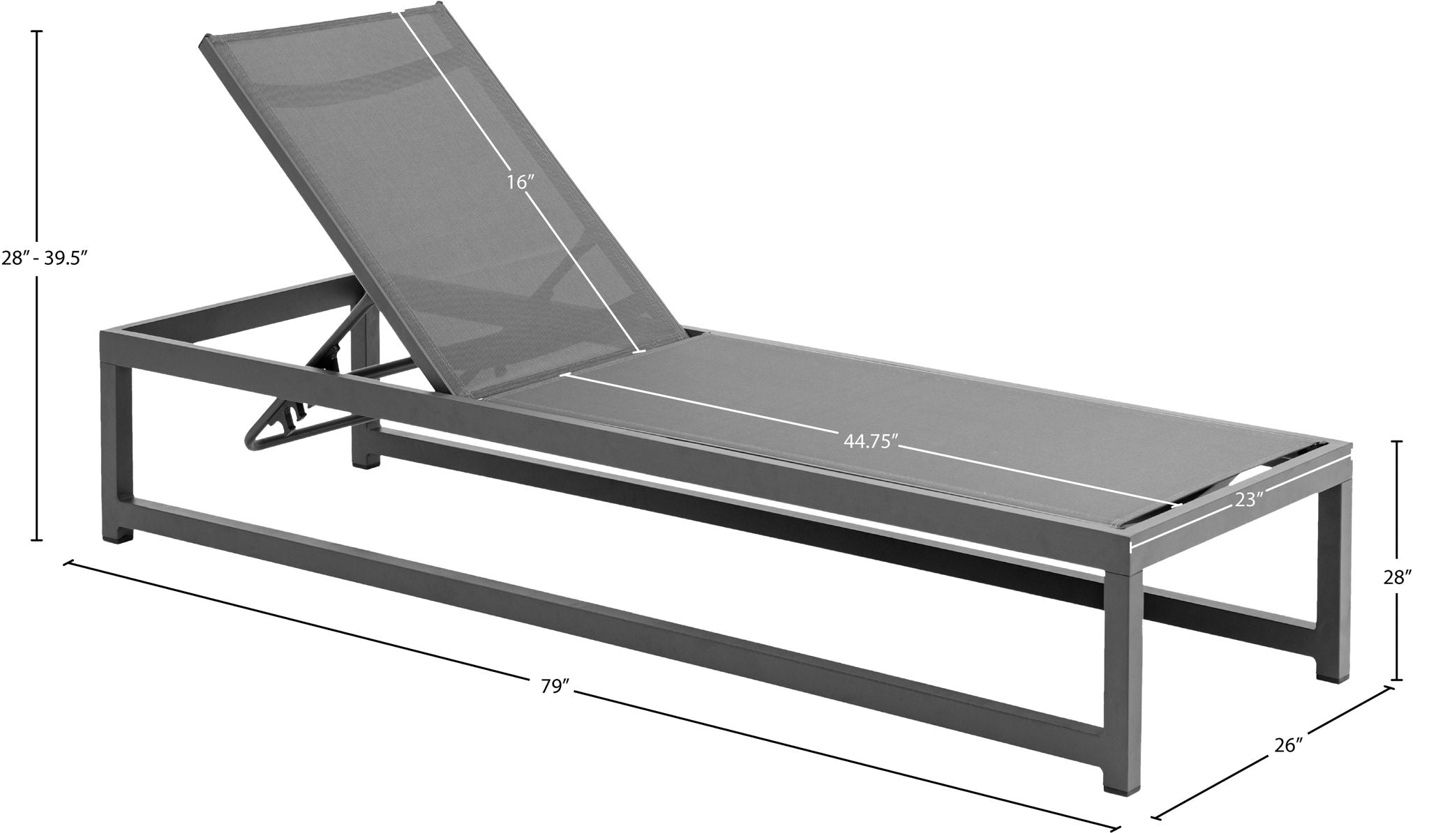 Maldives - Water Resistant Outdoor Patio Adjustable Sun Chaise Lounge Chair With Gray Base