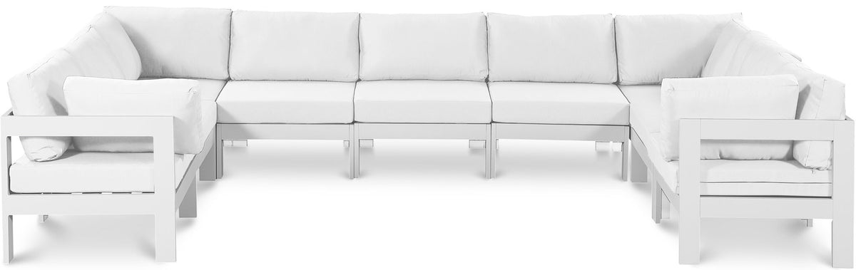 Nizuc - Outdoor Patio 9 Piece Modular Sectional With White Frame