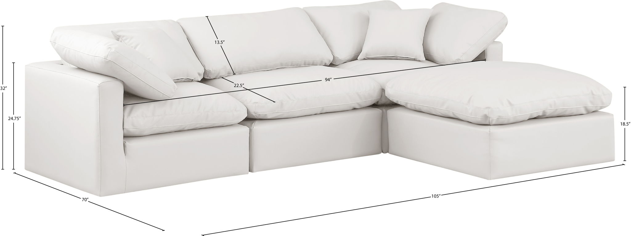 Indulge - Faux Leather 4 Piece Modular Sectional With Chaise
