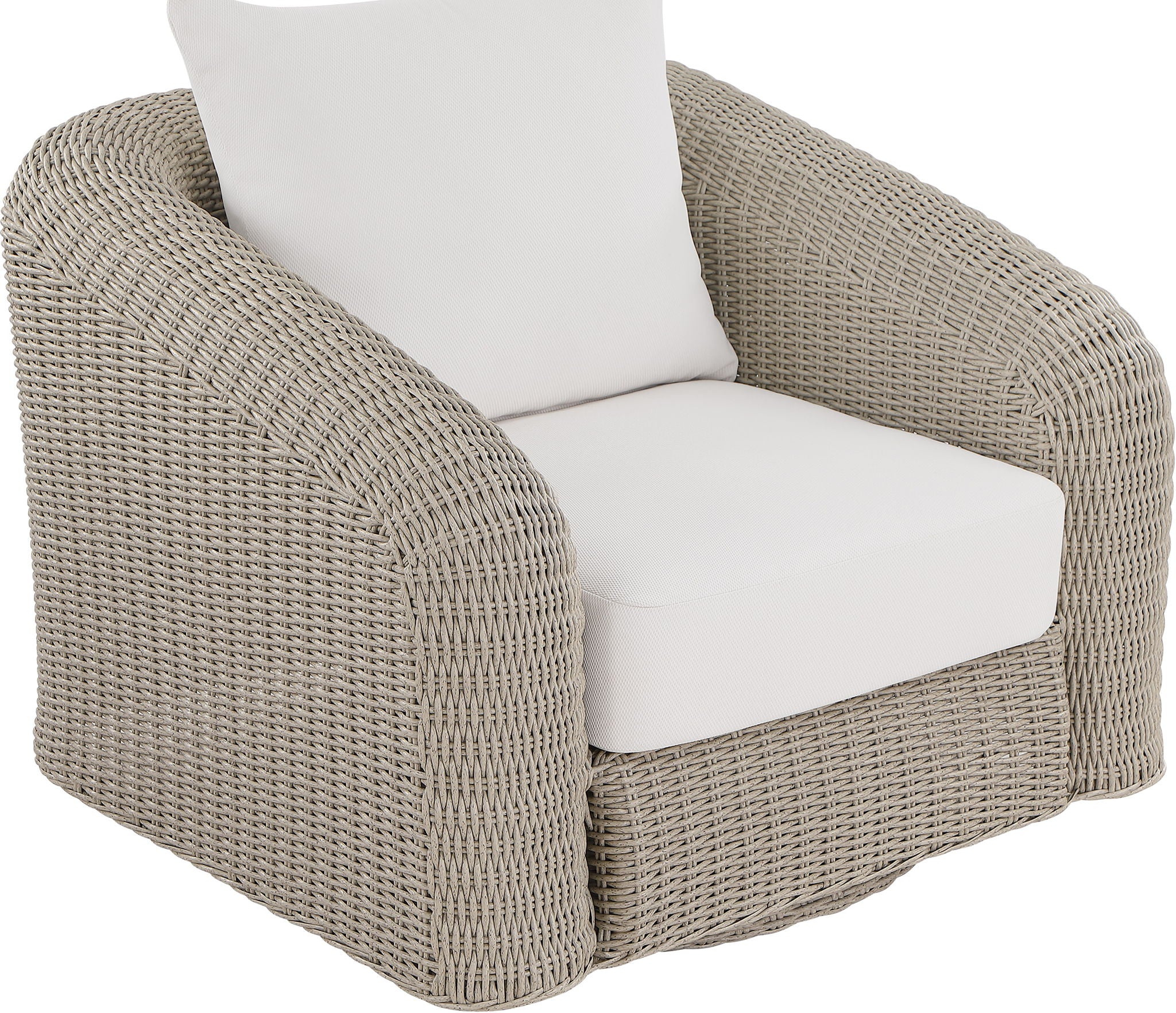 Seacrest - Olefin Water Resistant Fabric And Wicker Outdoor Patio Swivel Chair