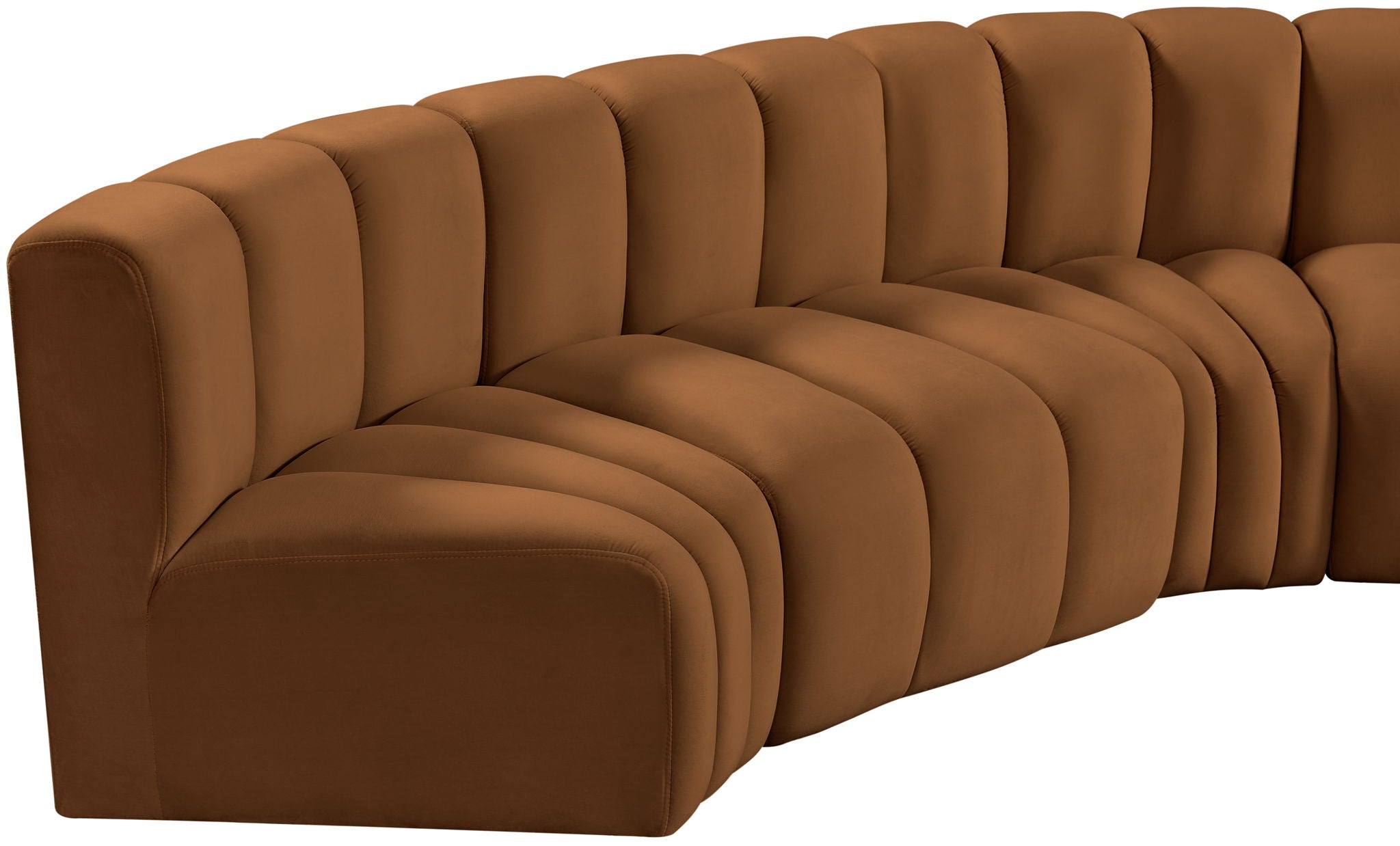 Arc - Velvet 7 Piece U-Shaped Modular Sofa - Saddle