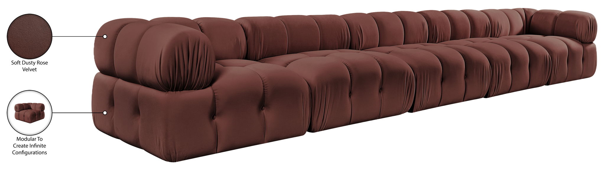 Orin - Fabric Velvet 5 Piece Modular Sofa