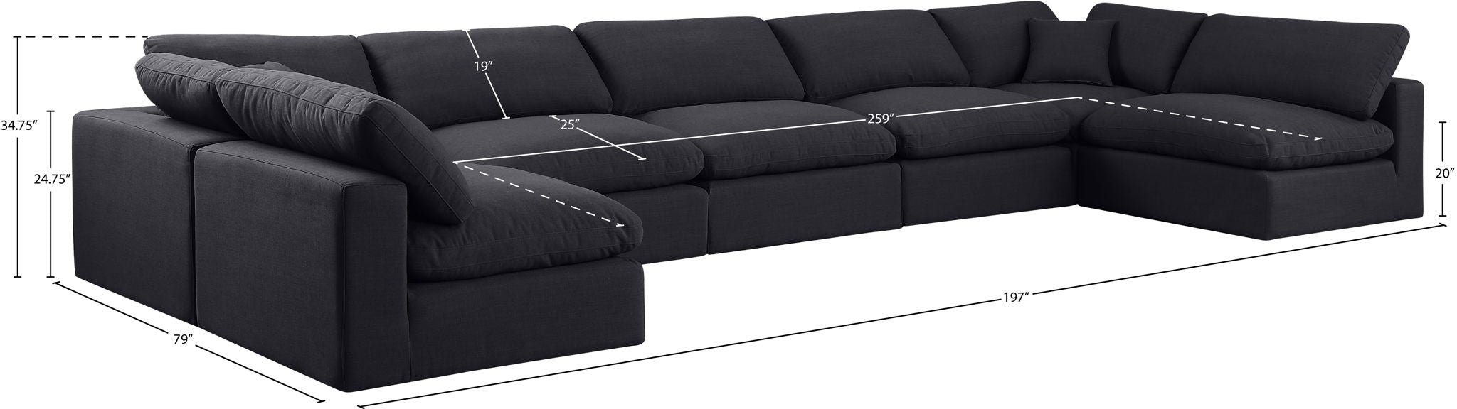 Comfy - 7 Piece Linen Modular Armless Sectional
