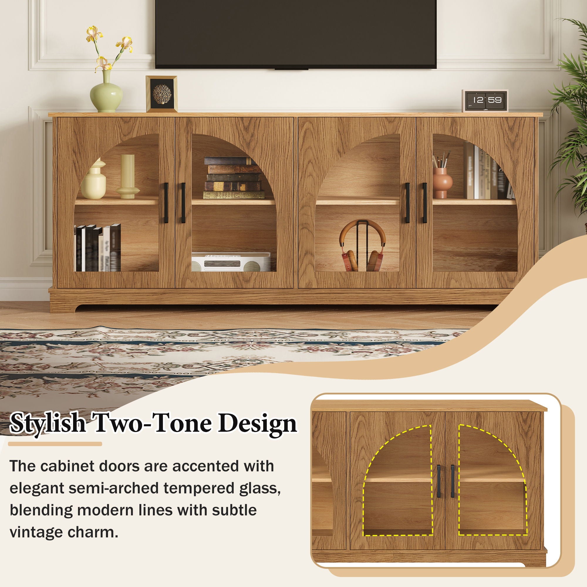 TV Stand With Semi Arched Doors
