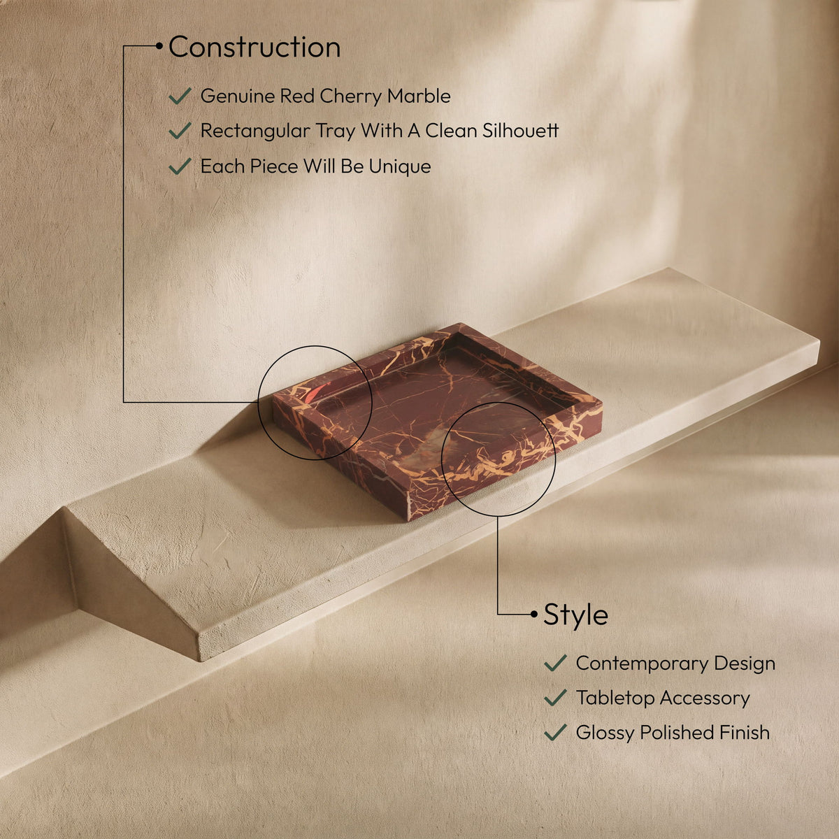 Michael - Genuine Marble Tray
