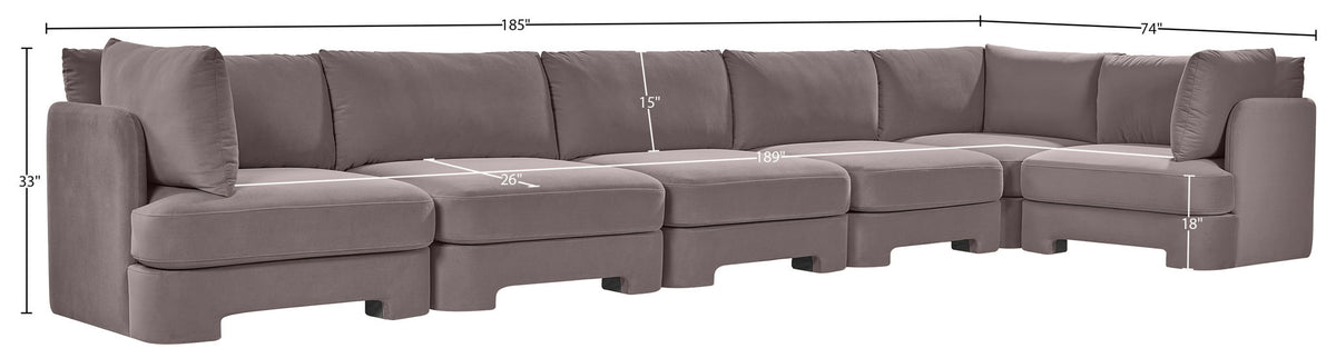 Hammond - Velvet Performance Fabric Upholstered 6 Piece L-Shaped Sectional