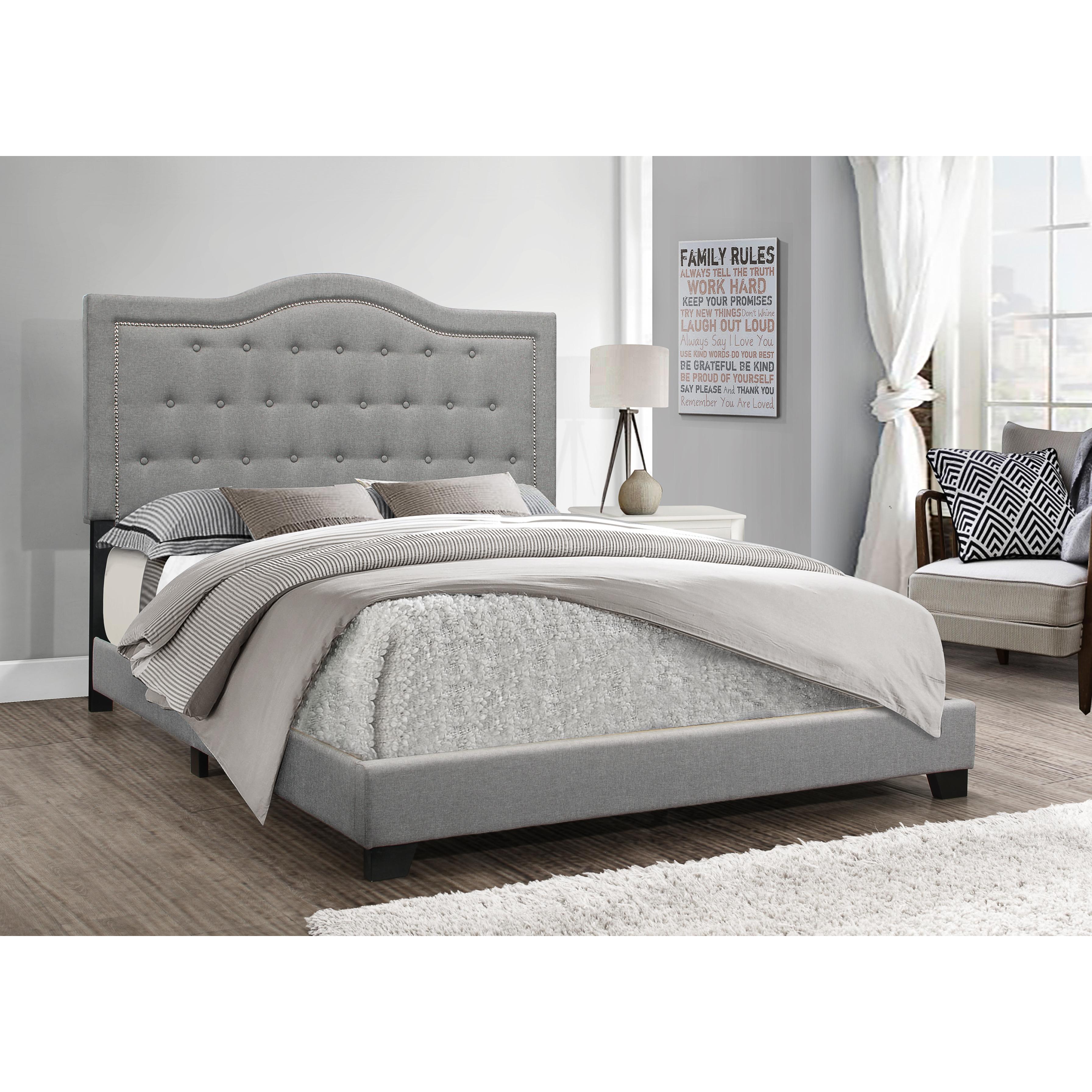 Happy Homes Emma King Upholstered Platform Bed Emma King Bed - Gray IMAGE 1
