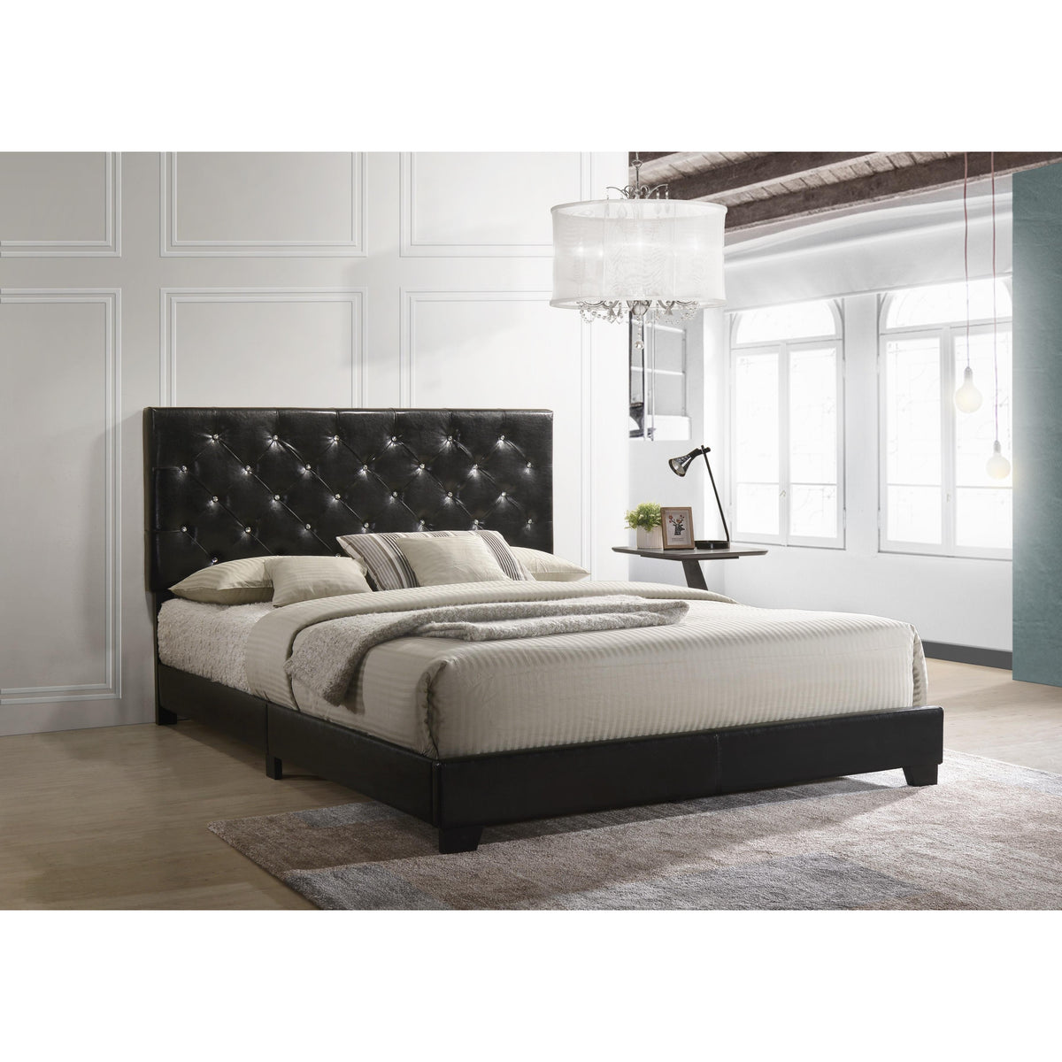 Happy Homes Twin Upholstered Bed HH2020 Twin Bed - Black IMAGE 2