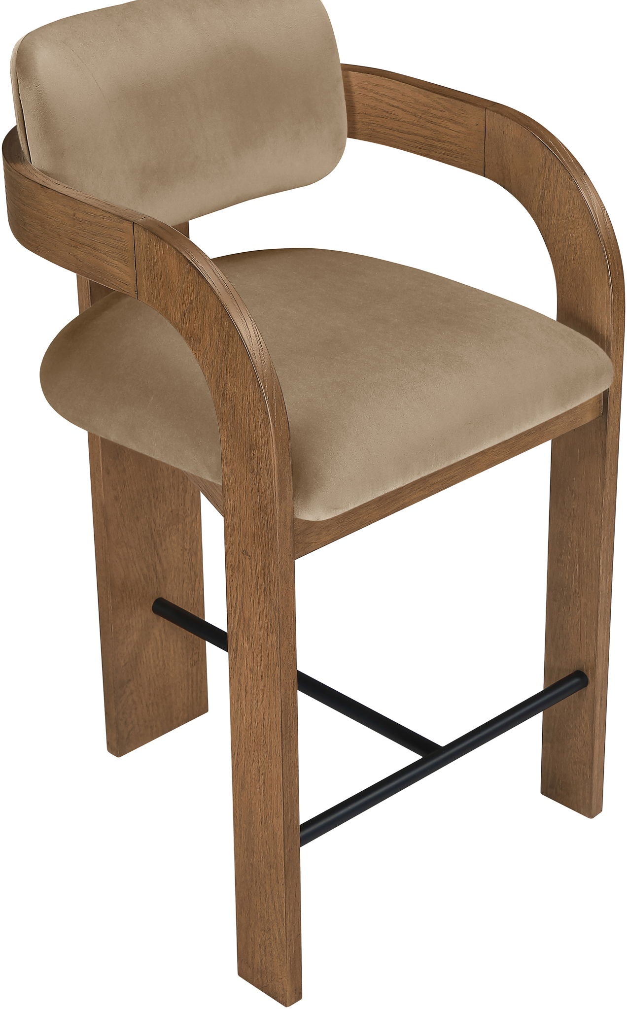 Cedra - Velvet Performance Fabric Upholstered Counter Stool - Brown Frame