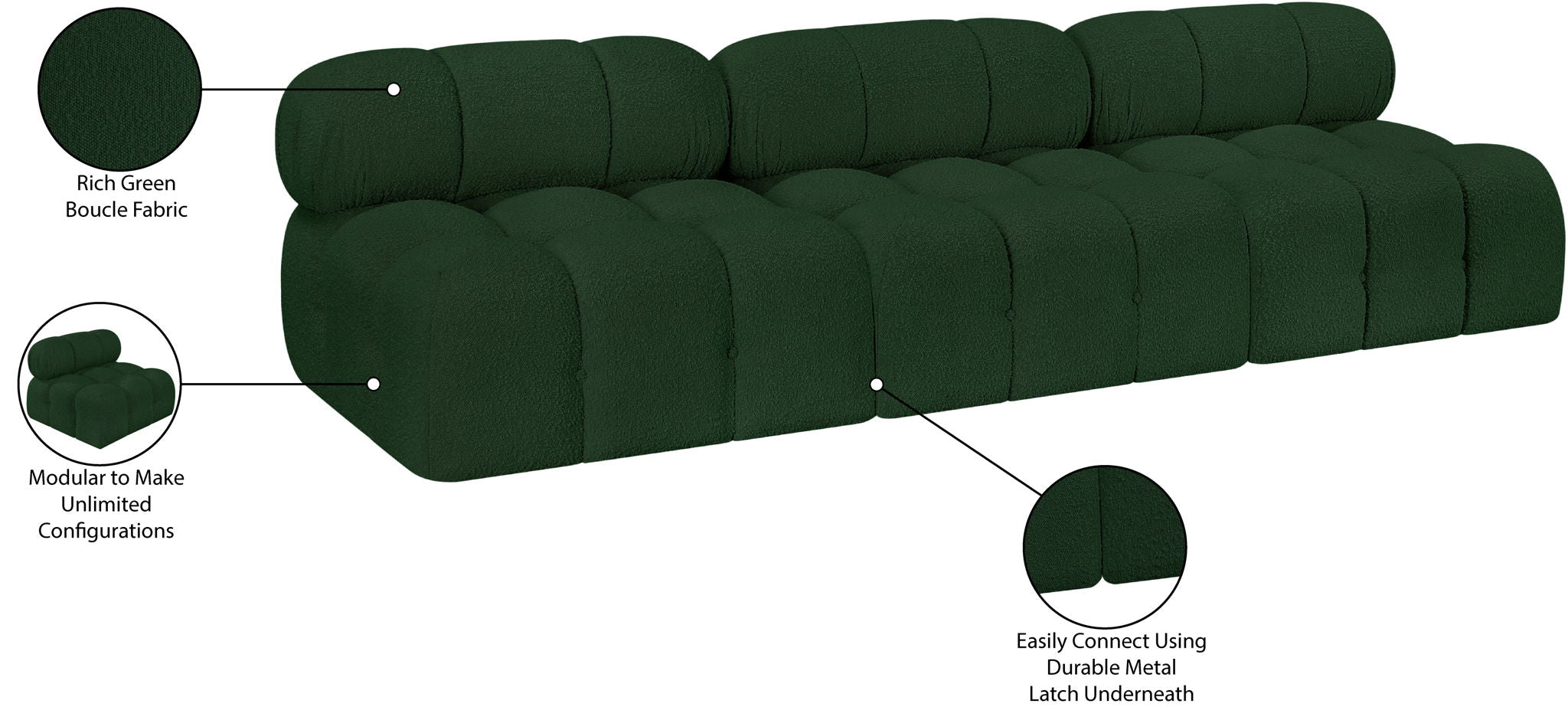 Ames - 3 Seat Modular Armless Sofa