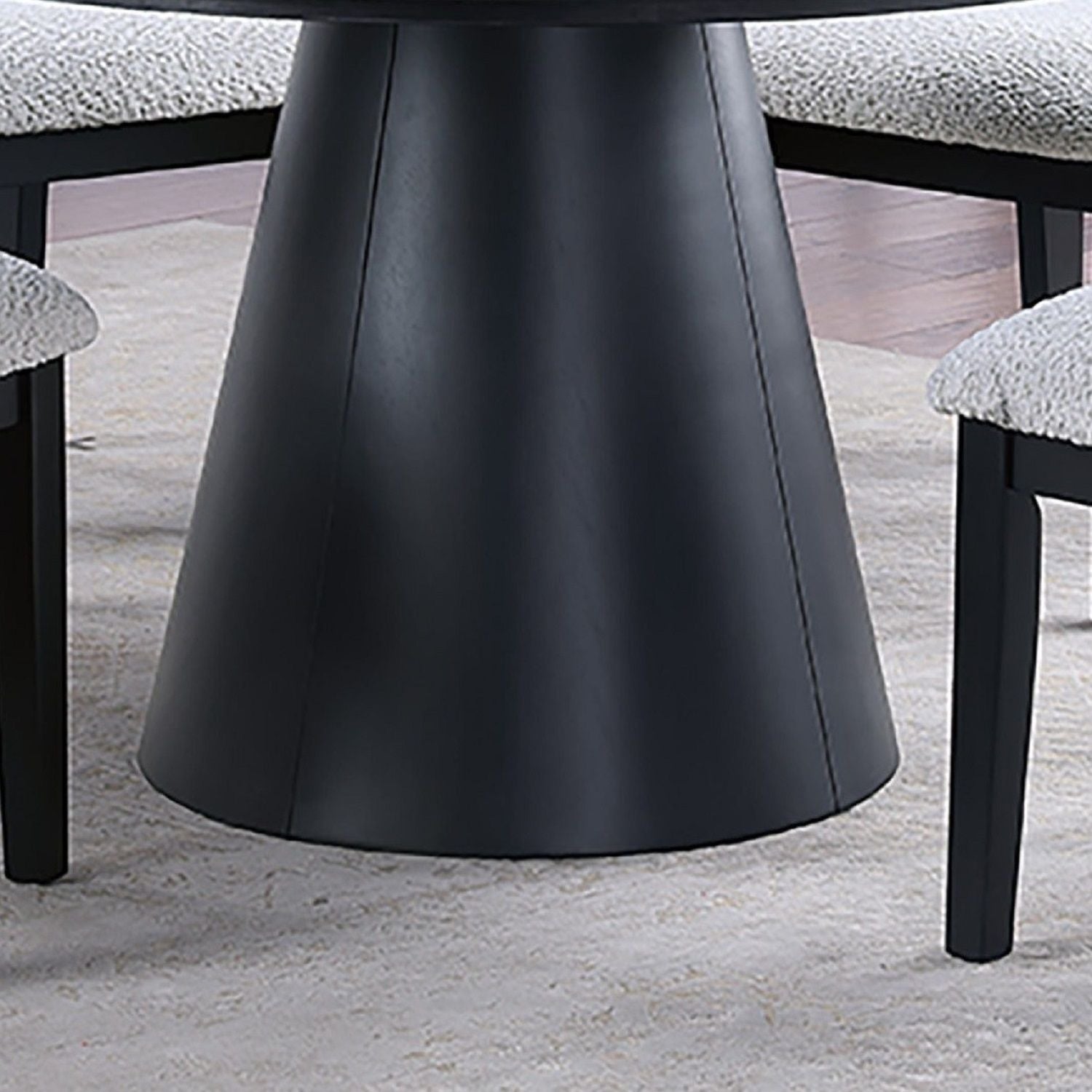 5 Piece Round Dining Set With With Chairs - Black / White