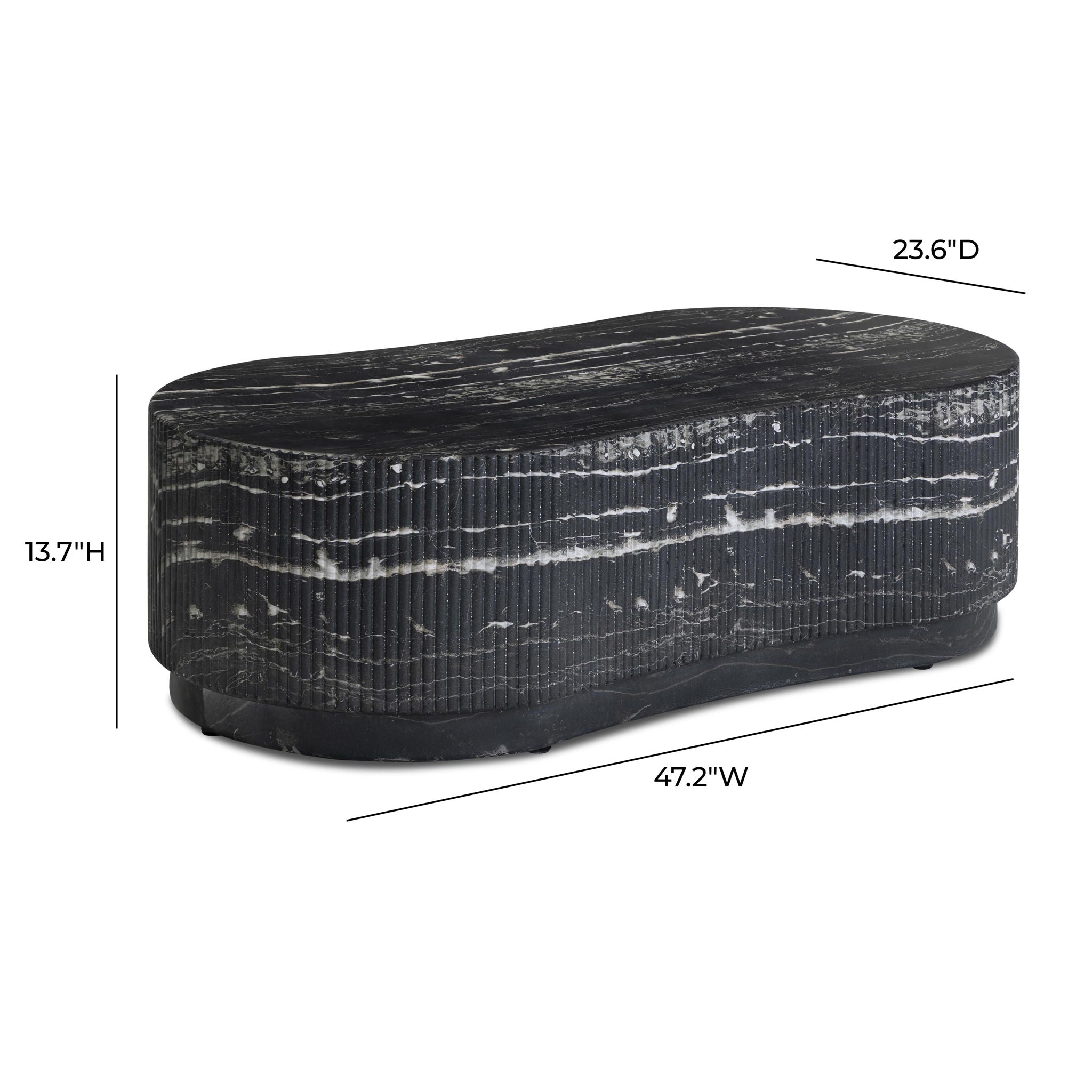 Hades - Indoor / Outdoor Faux Marble Concrete Coffee Table - Black