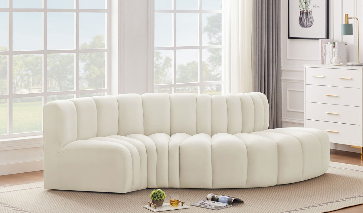Arc - Velvet 4 Piece L-Shaped Modular Sofa