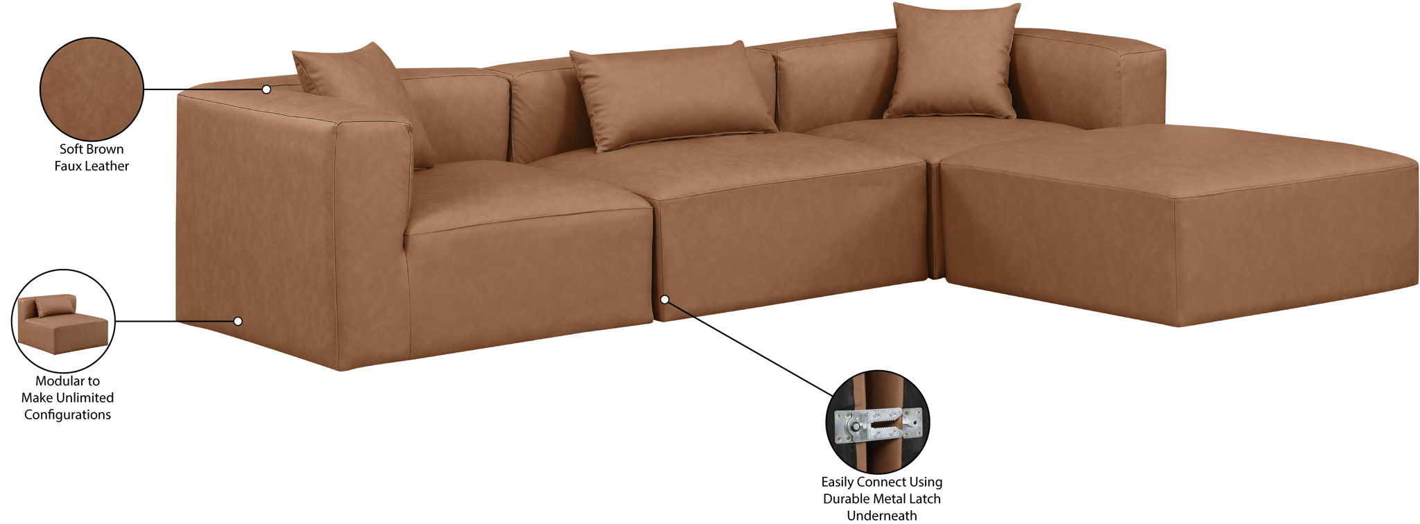 Cube - 4 Piece Modular Sectional With Chaise
