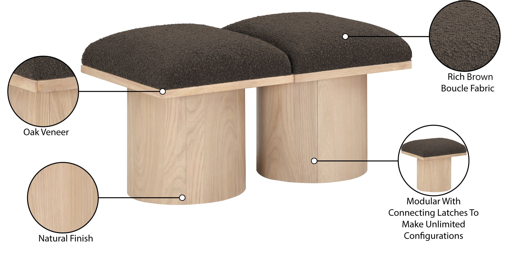 Pavilion - 2 Piece Modular Bench With Natural Base