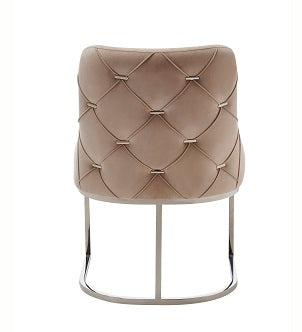Modrest Daria - Modern Beige Velvet and Stainless Steel Dining Chair Set of 2
