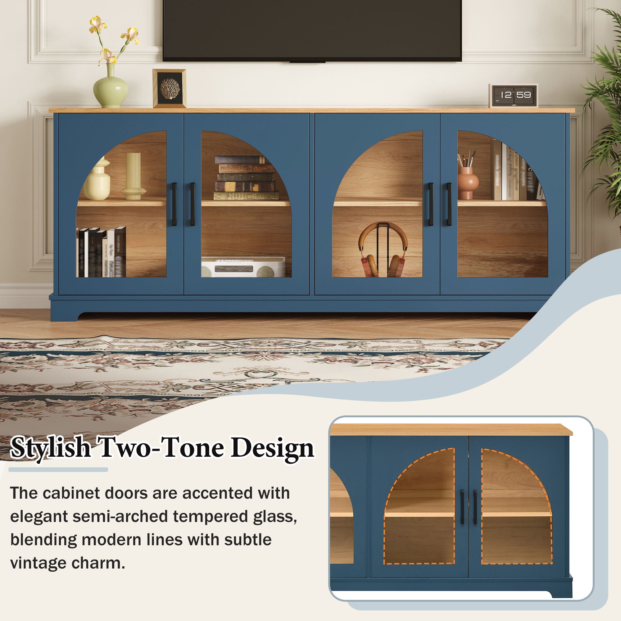 TV Stand With Semi Arched Doors