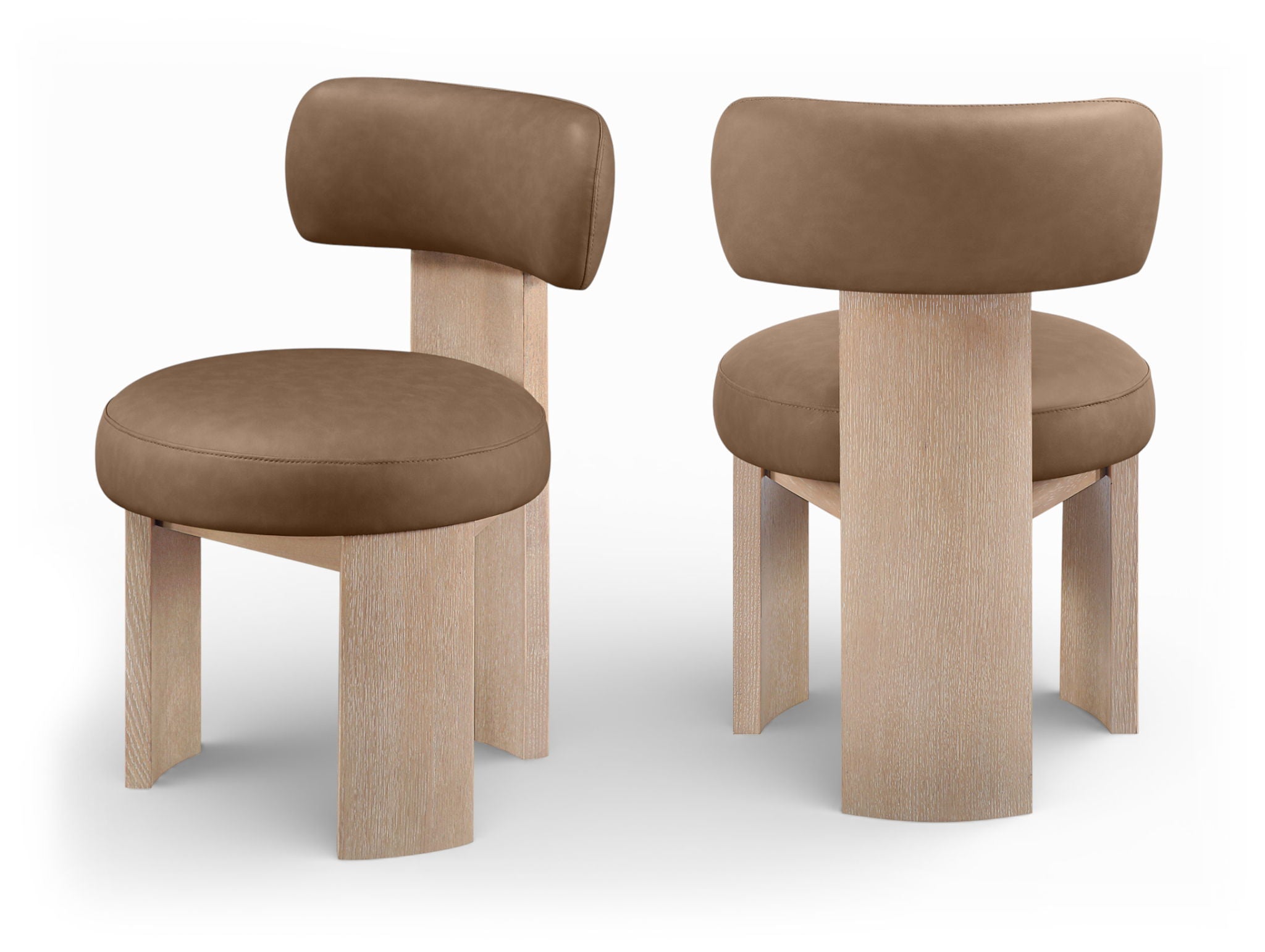 Atelier - Vegan Leather Upholstered Dining Chair (Set of 2) - Painted Natural Frame