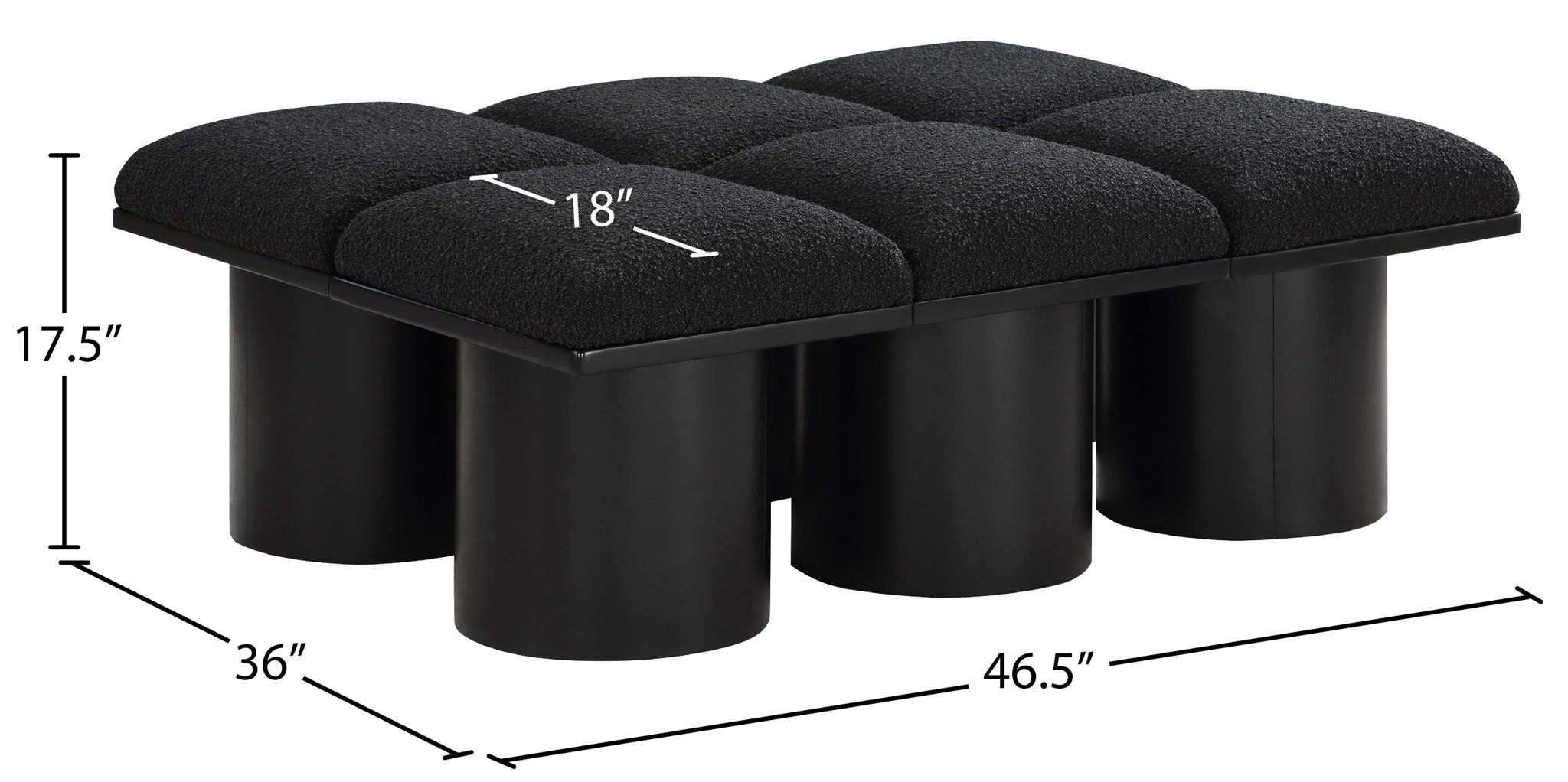 Pavilion - 6 Piece Modular Bench With Black Base