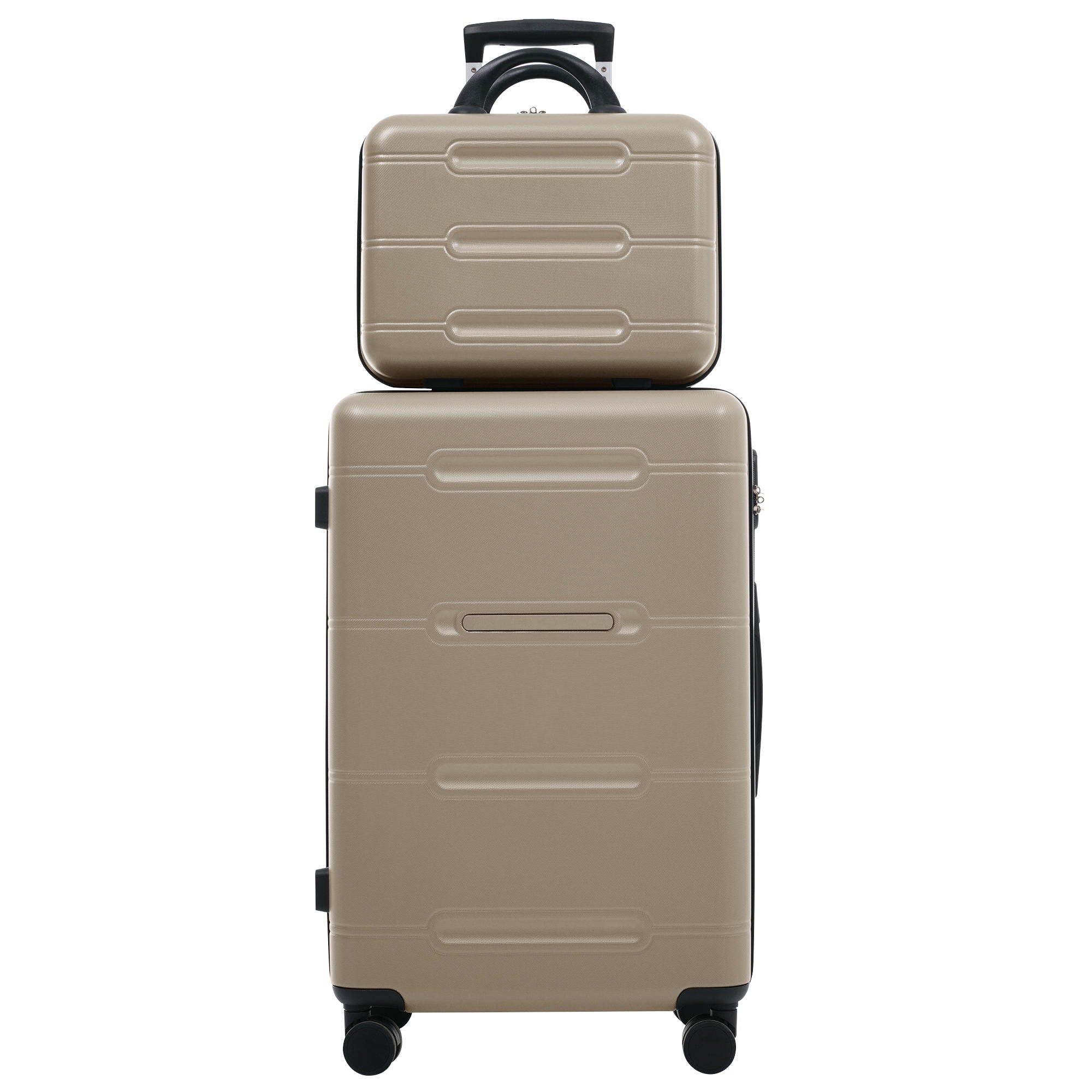 6 Piece Lightweight Hardshell Luggage Set With Double Spinner Wheels, Password Lock
