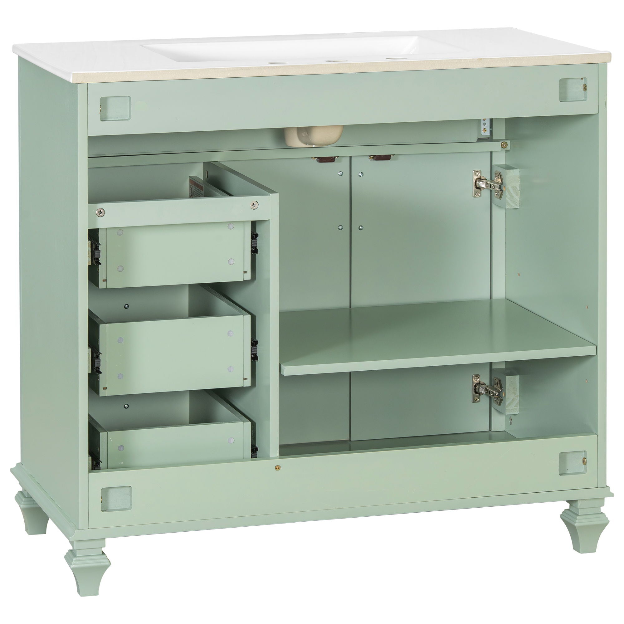 Modern Bathroom Vanity With Sink, 3 Drawers & 2 Doors