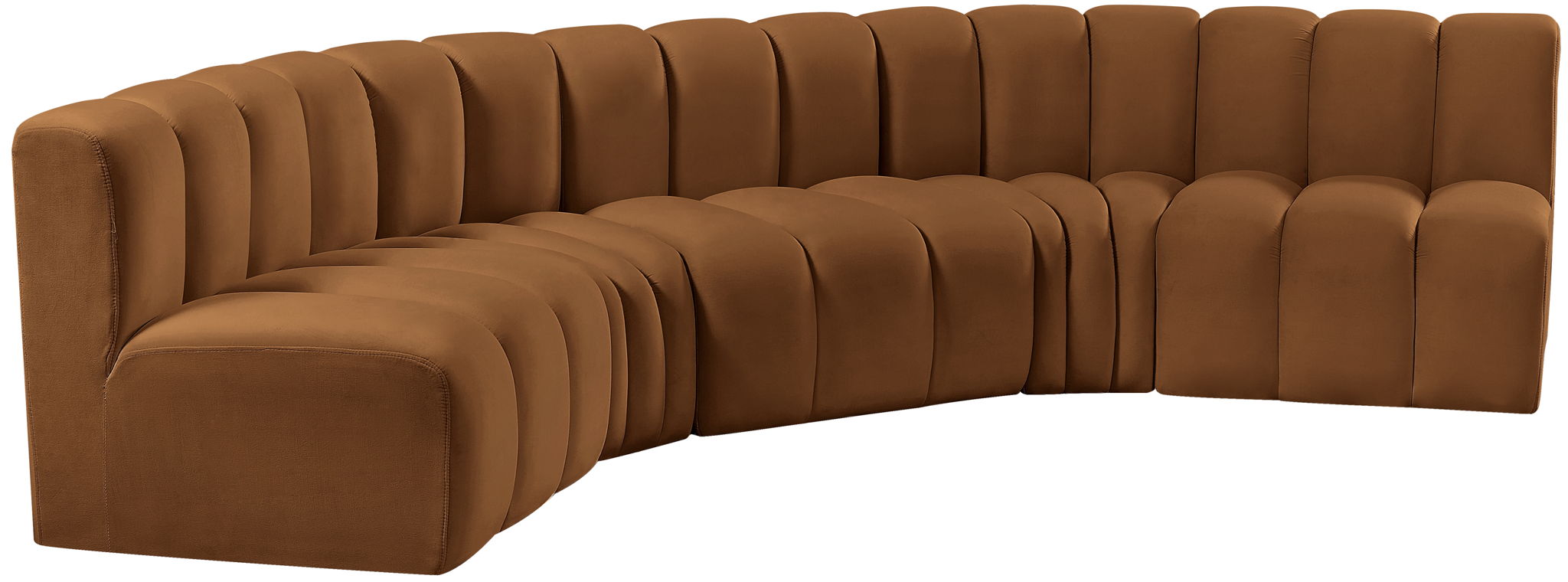 Arc - Velvet 5 Piece U-Shaped Modular Sofa - Saddle