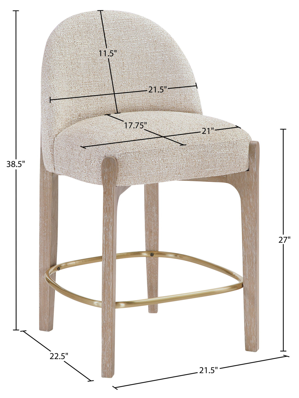 Torino - Counter Stool With Brushed Natural Base