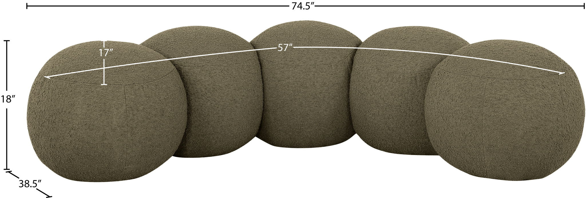 Apollo - Boucle Fabric Bench