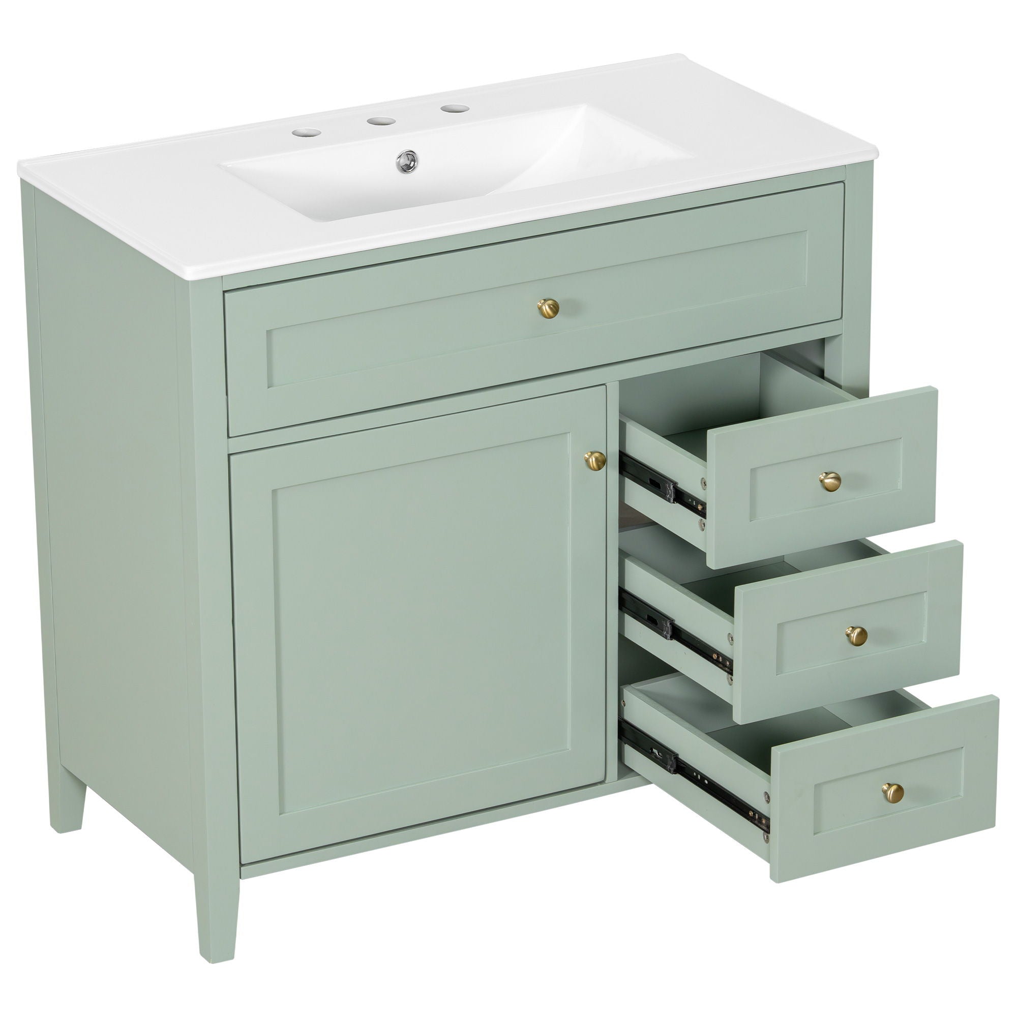 Bathroom Vanity With Sink, Cabinet With 3 Drawers And Adjustable Shelf