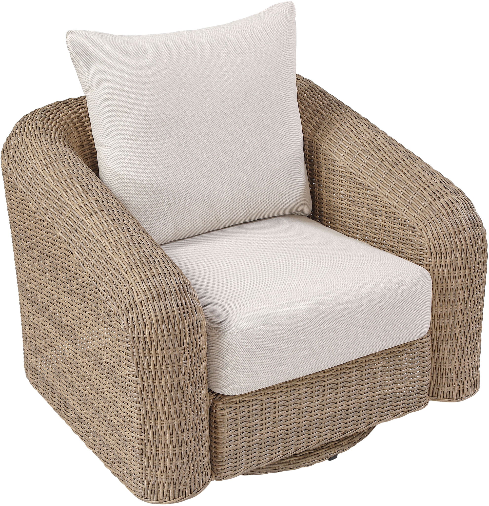 Seacrest - Olefin Water Resistant Fabric And Wicker Outdoor Patio Swivel Chair