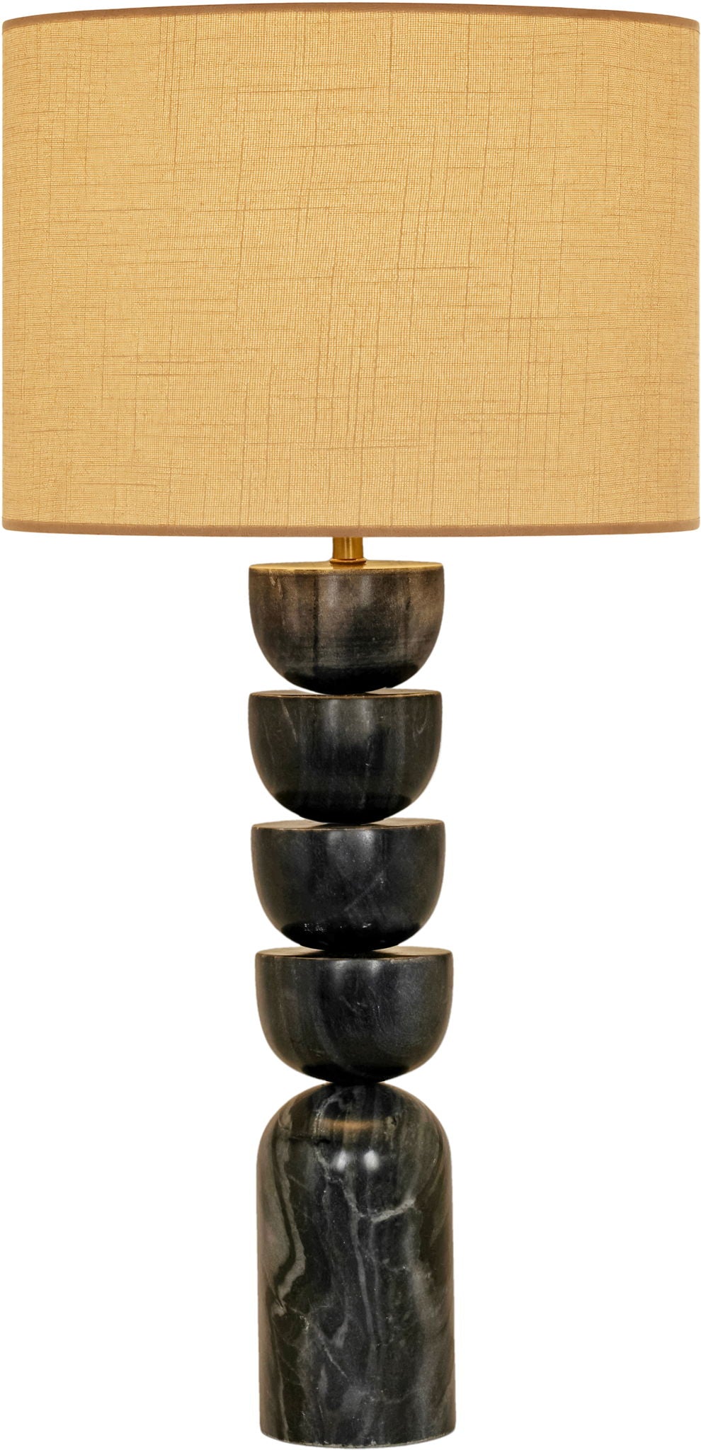 Opus - Genuine Marble, Linen Textured Fabric And Brass Table Lamp