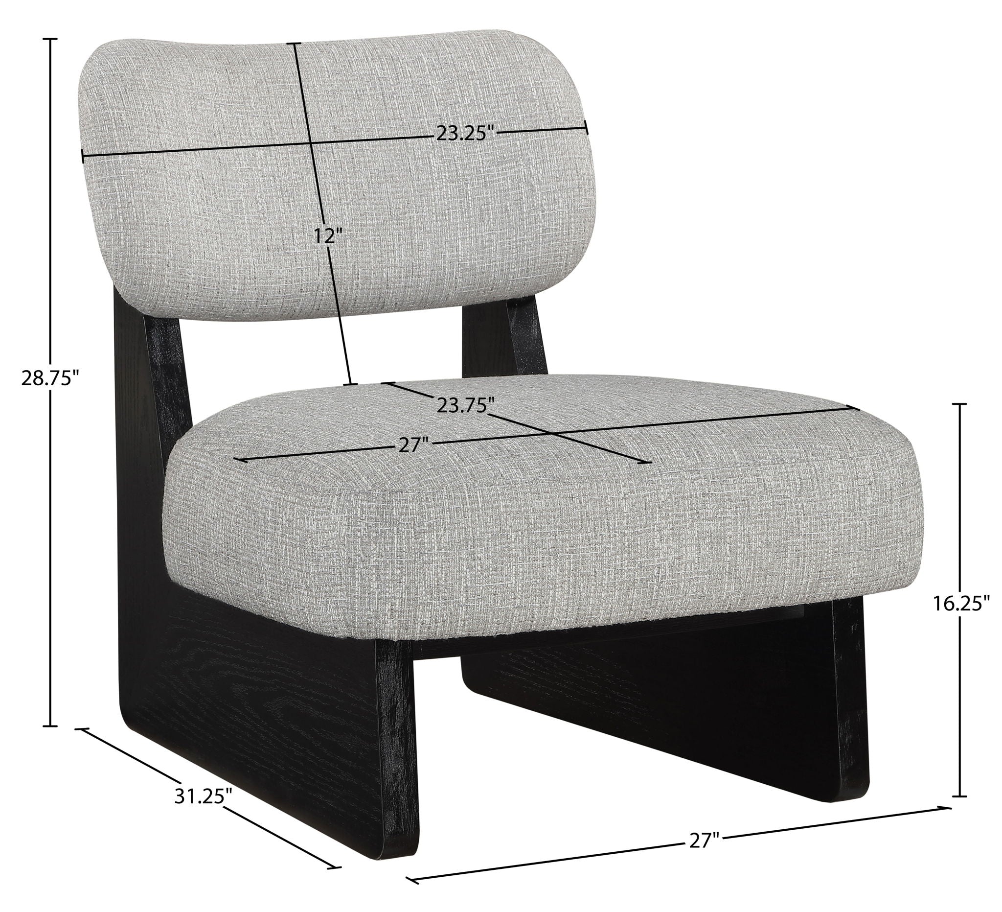 Vetra - Linen Textured Fabric Upholstered Accent Chair With Black Base