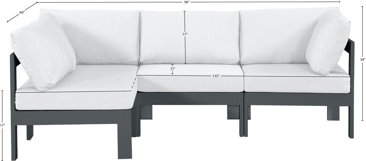 Nizuc - Outdoor Patio 4 Piece Modular Sectional With Gray Frame