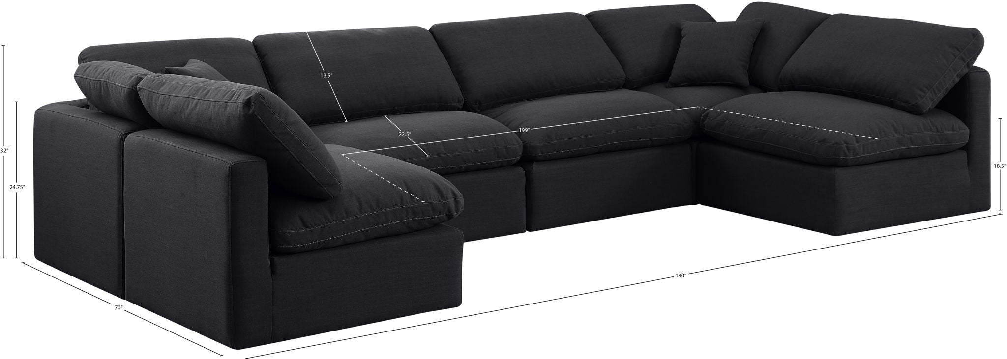 Indulge - Linen 6 Piece Modular U-Shaped Sectional